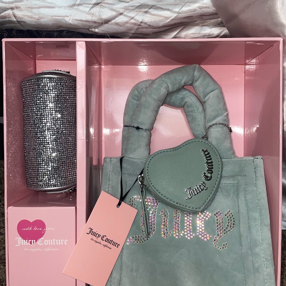 Juicy Couture Mint Green Tote with Sparkling Accents